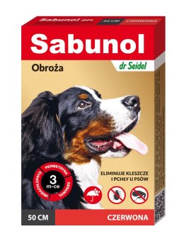 SABUNOL obroża czerwona przeciw pchłom i kleszczom dla psów 50cm