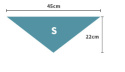 Wymiary bandamki dla rozmiaru S. Szerokość 45cm, długość 22cm