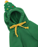 Zielone, świąteczne ubranko dla psa z kapturem i motywem choinki